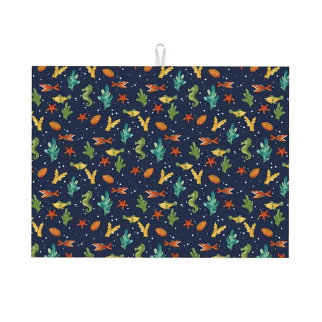 Fotbe Shells and Seaweed Alfombrilla de Secado para Cocina con Estampado, 18x24 Pulgadas