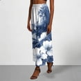 thumbnail image 5 of Jsaierl Women's Blue & White Floral Print Satin Maxi Skirt, High Waist Flowy Mermaid Skirt, Elegant Long Skirt for Casual & Party, 5 of 7