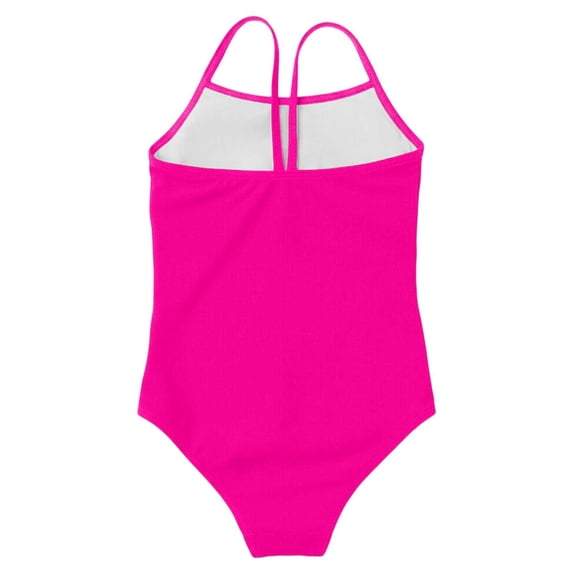 Girls Swimsuit One Piece Adjustable Wide Straps Girls Bathing Suit Square Neck Padded Swimwear