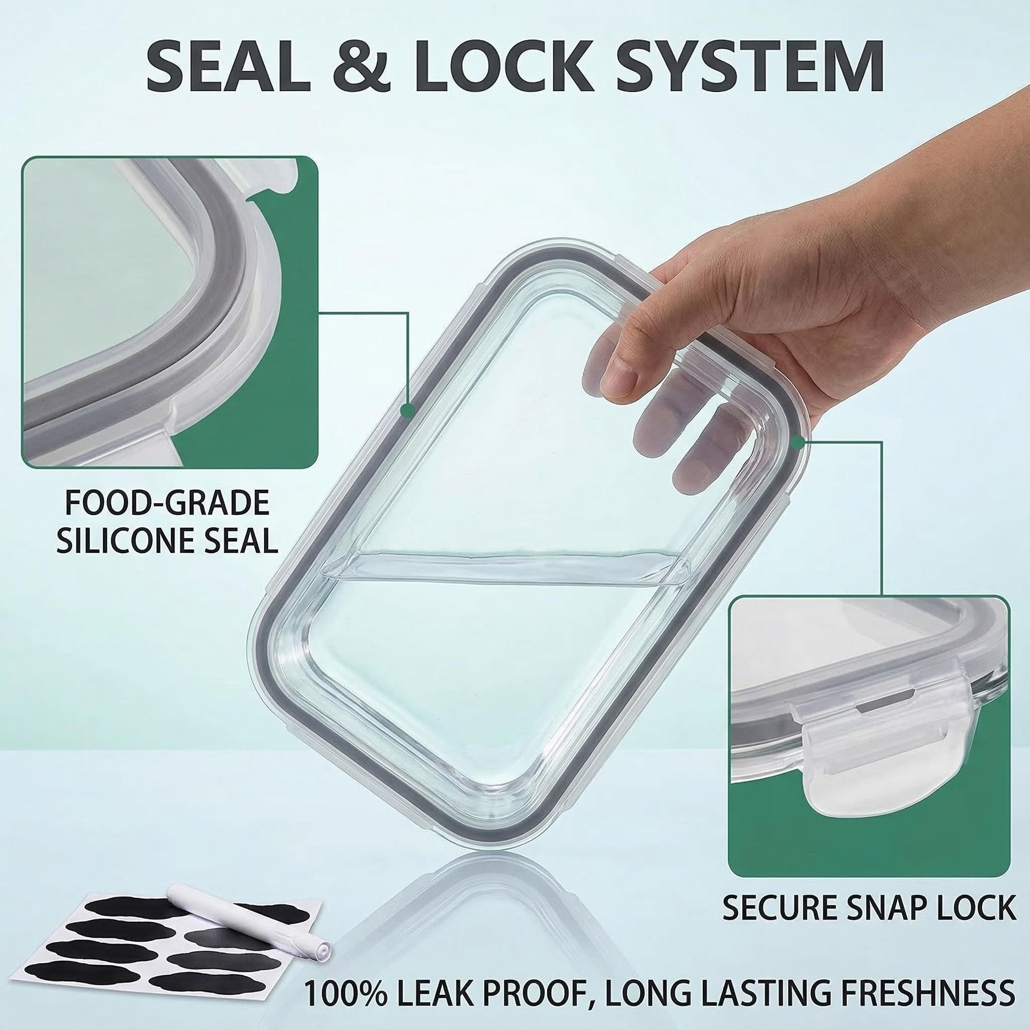 SHIGEER 2-Pack Glass Food Storage Containers, 63 oz photo 8
