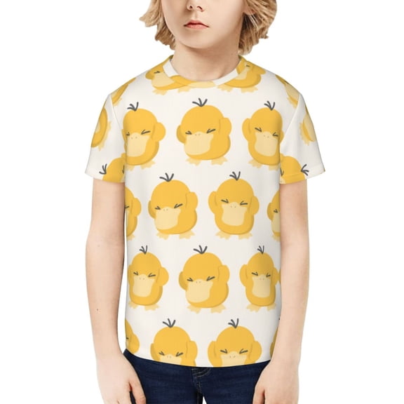 Psyduck Boys Girls Teens T Shirt Graphic Print Casual Short Sleeve Funny Top Tees Shirt for Youth Kids