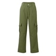 thumbnail image 5 of Bovemsi Cargo Pants Women Womens Daily Elastic Waist Pockets Straight Solid Color Casual Loose Long Trousers Casual Pants, 5 of 8