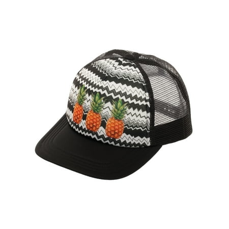 - Women's Pineapple Snapback Hat with Print Foam Front Panel and Mesh Crown