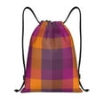 thumbnail image 1 of Saiise Purple Yellow Buffalo Plaid Pattern Sports Drawstring Backpack - String Swim Gym Bag with Wet Proof Pocket for Women&Men-Small, 1 of 6