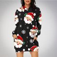 thumbnail image 1 of TIMIFIS Robe Chandail à Capuche pour Femmes Imprimé de Noël Manches Longues Ample avec Poches, 1 of 6