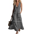 thumbnail image 4 of Makaor Linen Dress Women A Line Button Maxi Dresses Plus Size Sleeveless Dress Gingham V Neck Beach Vacation Clothes with Pockets Black L, 4 of 7