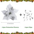 thumbnail image 3 of 15 Pieces Christmas Glitter Poinsettia with Clips Christmas Poinsettia Decorations Artificial Poinsettia Flowers Ornament Christmas Flowers for New Year Wedding Home Decoration 8.7inch/22cm Red, 3 of 9