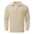 thumbnail image 5 of Men Sweatshirts Quarter Zip Solid Color Fashion Casual Loose Fit Crew Neck Shirts Comfoty Soft Long Sleeve Y2K Outfits Spring Fall Pullover Tops Khaki XXXL, 5 of 6