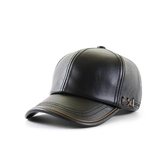 PU Leather Baseball Cap Men Solid Faux Leather Cap Autumn Winter Men's Baseball Hat Trucker Cap ,Durable Quality