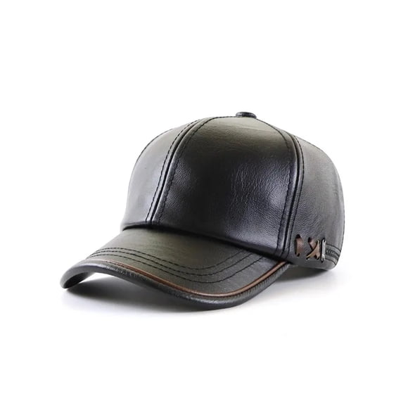 PU Leather Baseball Cap Men Solid Faux Leather Cap Autumn Winter Men's Baseball Hat Trucker Cap ,Classic Vintage