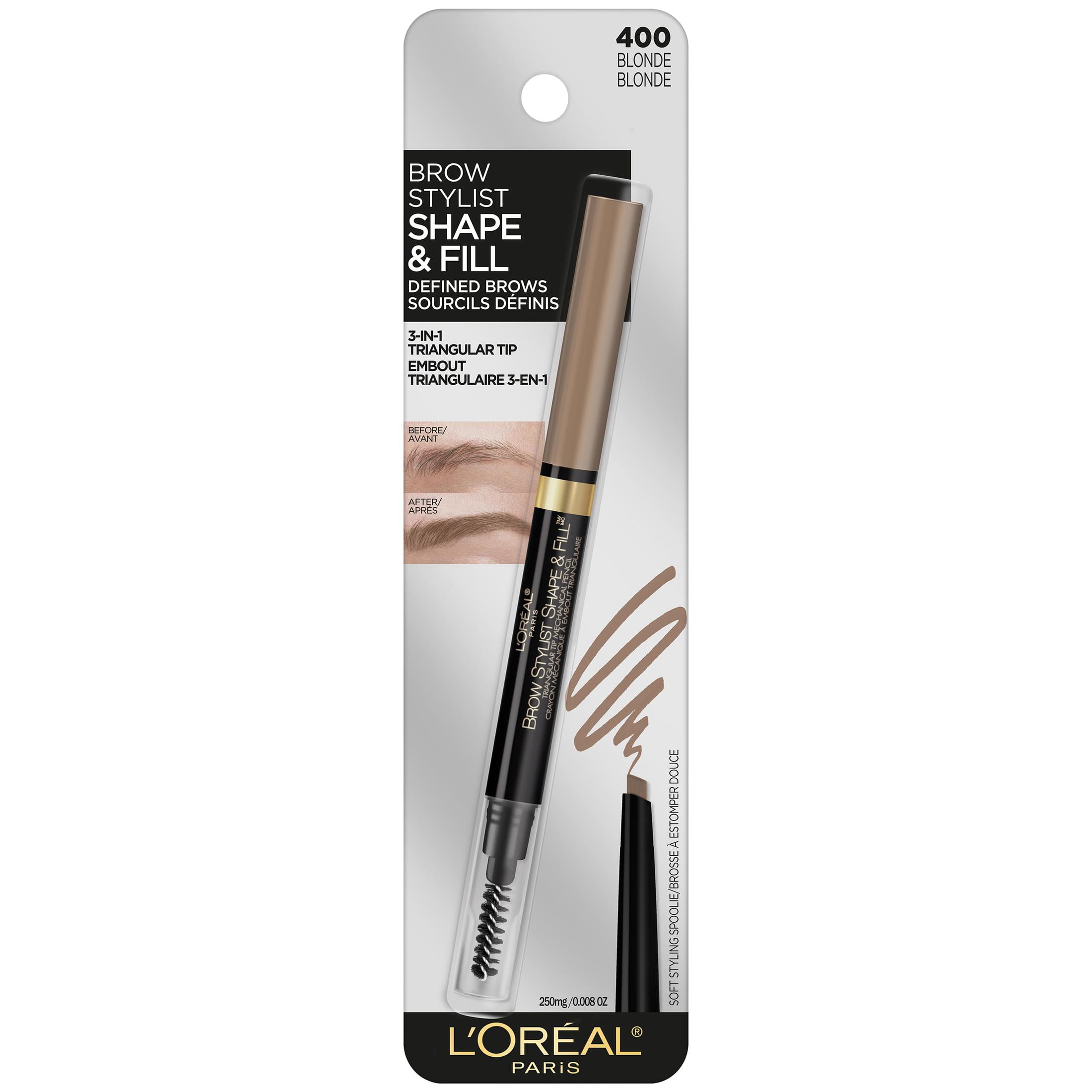 (2 pack) L'Oreal Paris Stylist Shape and Fill Mechanical Eyebrow Makeup Pencil, Blonde