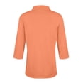 thumbnail image 4 of Lumtrix Women'S V Neck 3/4 Sleeve Tops Quarter Zip Collared Shirts Summer Tees Dressy Casual Top Orange XL, 4 of 7