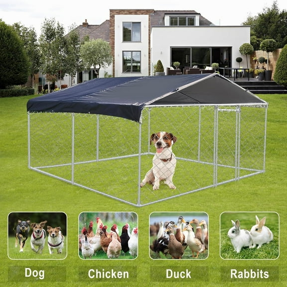 Outdoor Pet Dog Run House Kennel Cover Waterproof Large Dog Kennel Cover Black Roof Cover 57x43inch