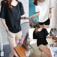 thumbnail image 3 of MesaSe Femmes Été Femmes Harajuku T-Shirt Manches Courtes Col Rond Décontracté Style Coréen Hauts T-Shirts, 3 of 5