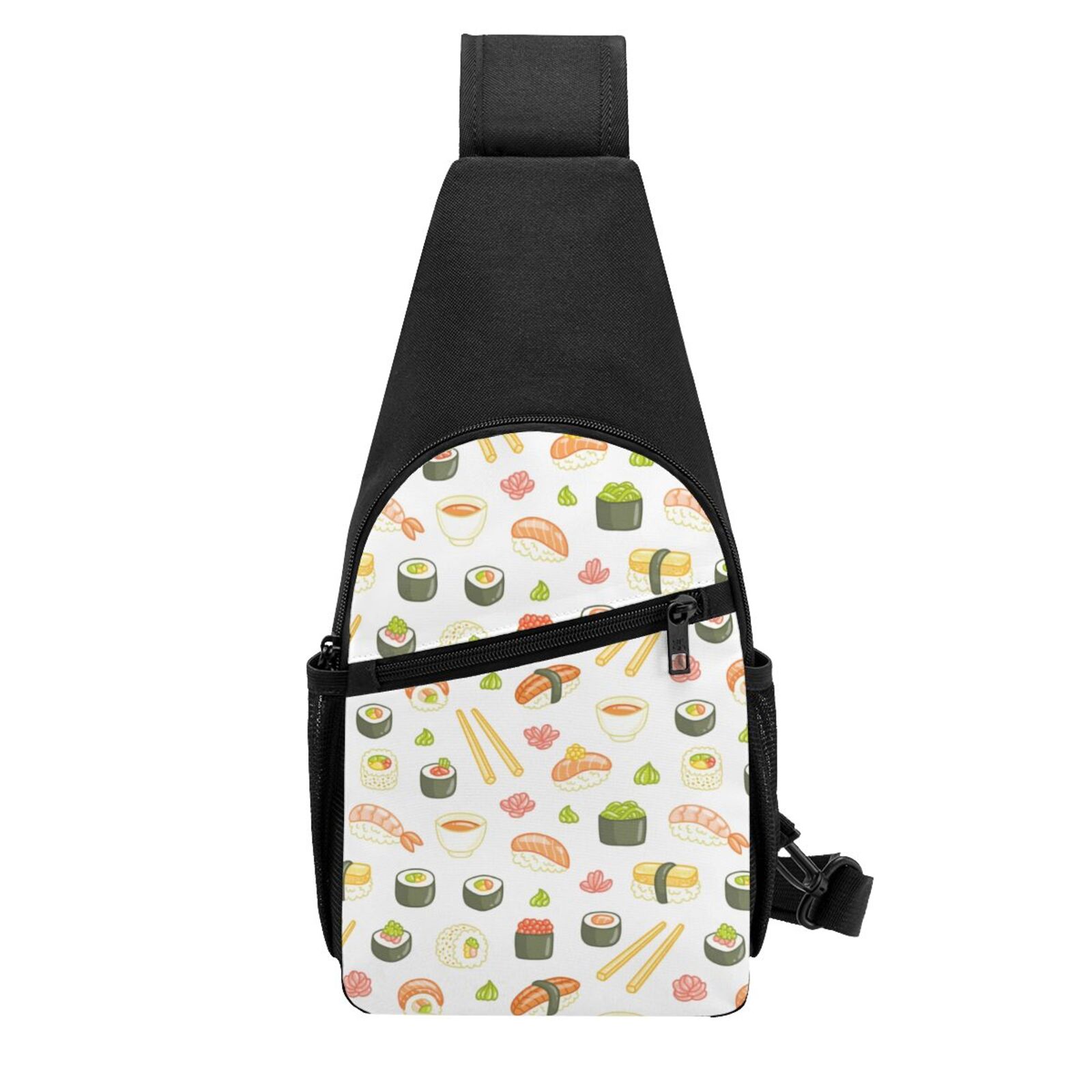 Xecao's Sushi and Rolls Print Sling Bag: A Versatile Chest, Shoulder, and Crossbody Backpack for Casual Days Out, Perfect for Both Men and Women