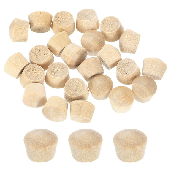 76Pcs Wood Button Plugs, 7.5mm/0.3" Flat Head Hardwood Screw Hole Plug Wooden Caps Buttons Wood Plug for Furniture Woodworking Craft Decor (9mm x 7.5mm)