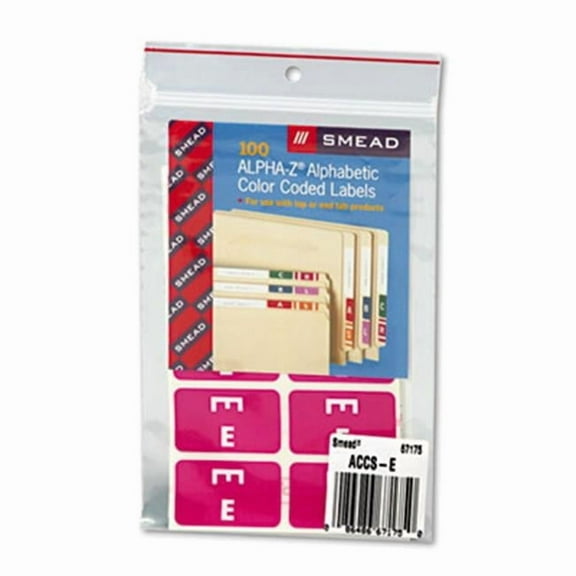 Smead  Alpha-Z Color-Coded Second Letter Labels - Letter E - Purple - 100/Pack
