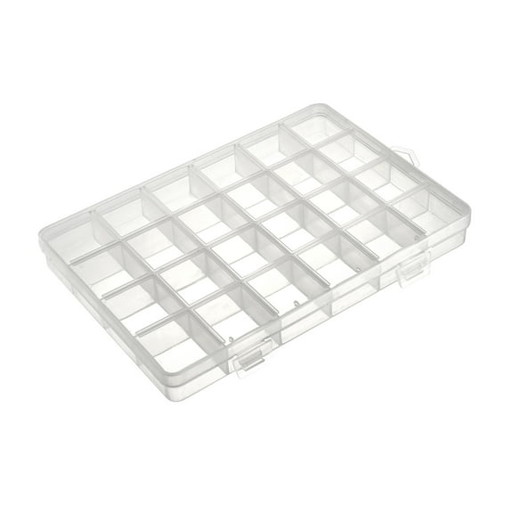 Component Storage Box PP Fixed 24 Grids Clear White 193x132x22mm 2 Pcs