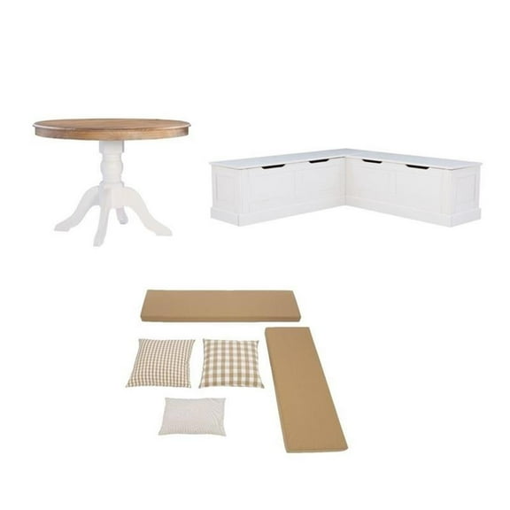 Home Square Set of a Kitchen Nook & Dining Table & 5 Piece Cushion/Pillow