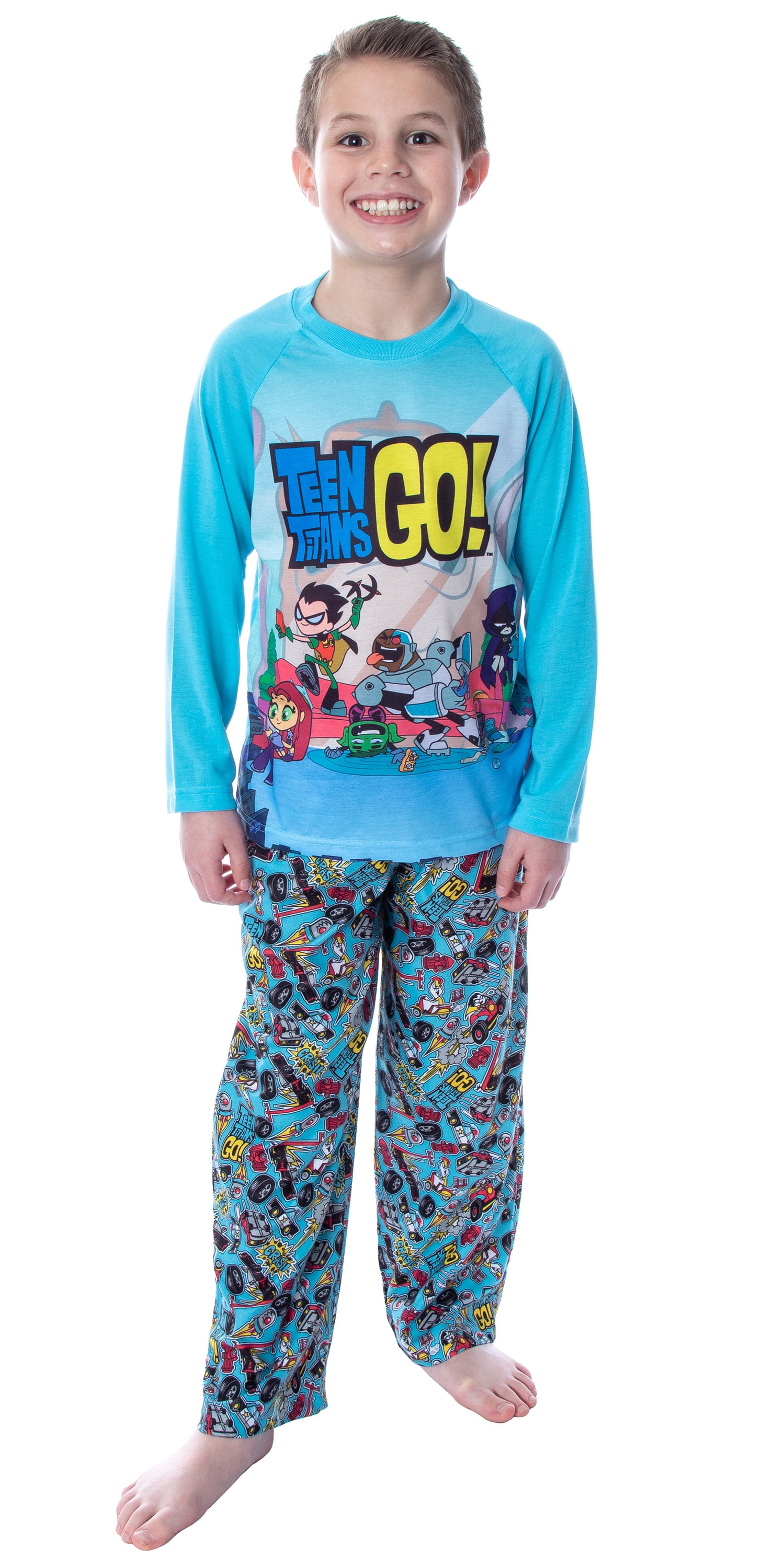 Teen Titans Boys Three-Piece Screen-Print Pajama Set Size 4/5 6/7 8 10/12 