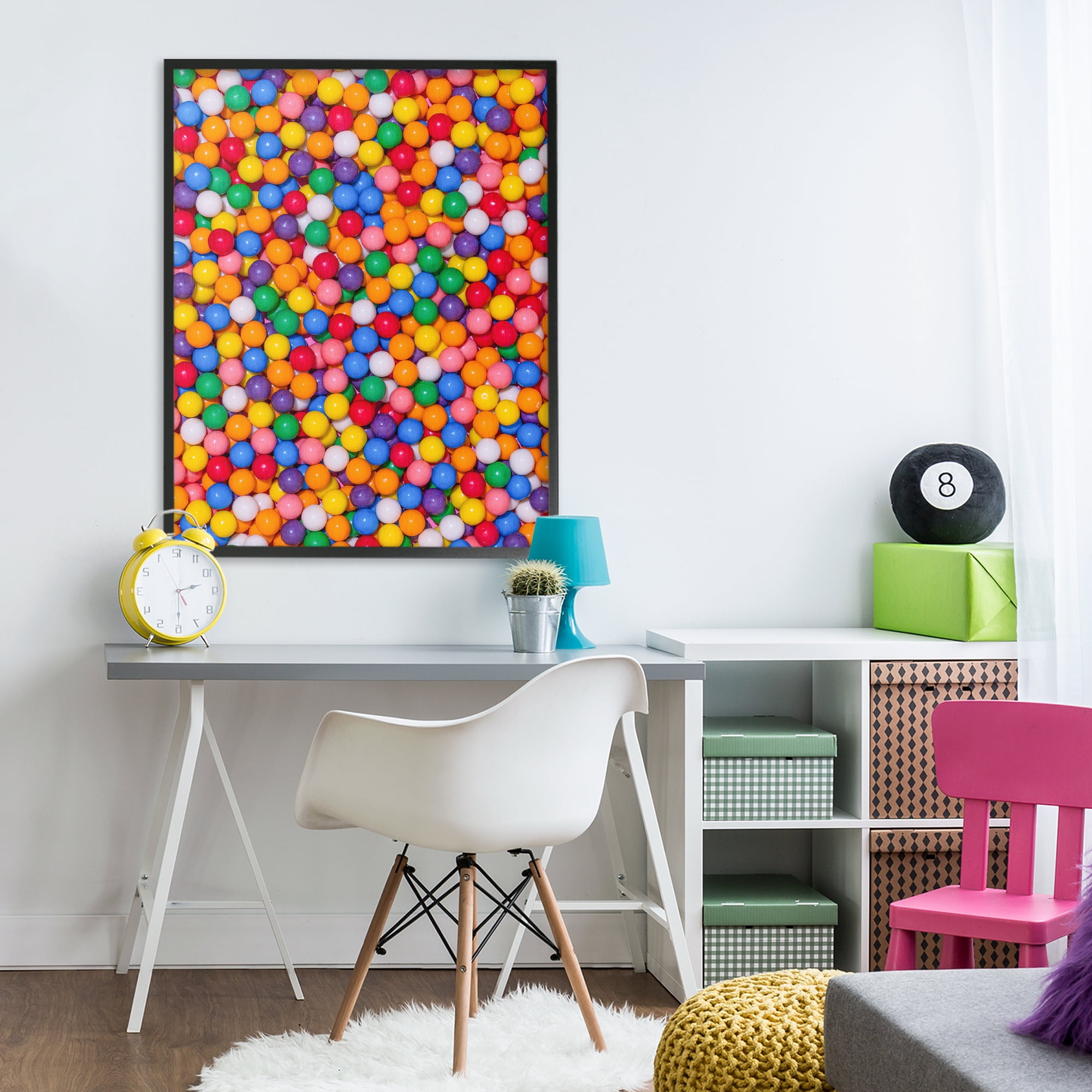 Stupell Industries Colorful Gumballs Close Up Black Framed Giclee Art, design by LISH Creative