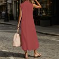 thumbnail image 6 of YuXingFu Seersucker Dress Women Maxi Square Neckline Plus Size Womens Dress Sleeveless Wrap Long Casual Summer Wine XXL, 6 of 6