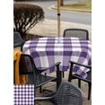 thumbnail image 5 of Square Outdoor Tablecloth With Umbrella Hole And Zipper– Farmhouse Vintage Waterproof Patio Table Cover for Party, Picnic, Backyard, 60"x60" , Gingham Checkered Texture Purple White, 5 of 8