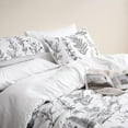 thumbnail image 3 of PHF 3 Pieces Printed Comforter Set King Size, Lightweight Botanical Floral Bed in a Bag, Ultra Soft Bedding Set with 1 Reversible Comforter and 2 Pillow Shams, White, 3 of 7