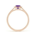 thumbnail image 2 of ANGARA Natural Oval Amethyst with Diamond Collar Solitaire Ring in 14K Rose Gold for Women (Size-7x5mm) | February Birthstone, Birthday, Anniversary, Jewelry Gift for Women | Natural Amethyst Ring, 2 of 9
