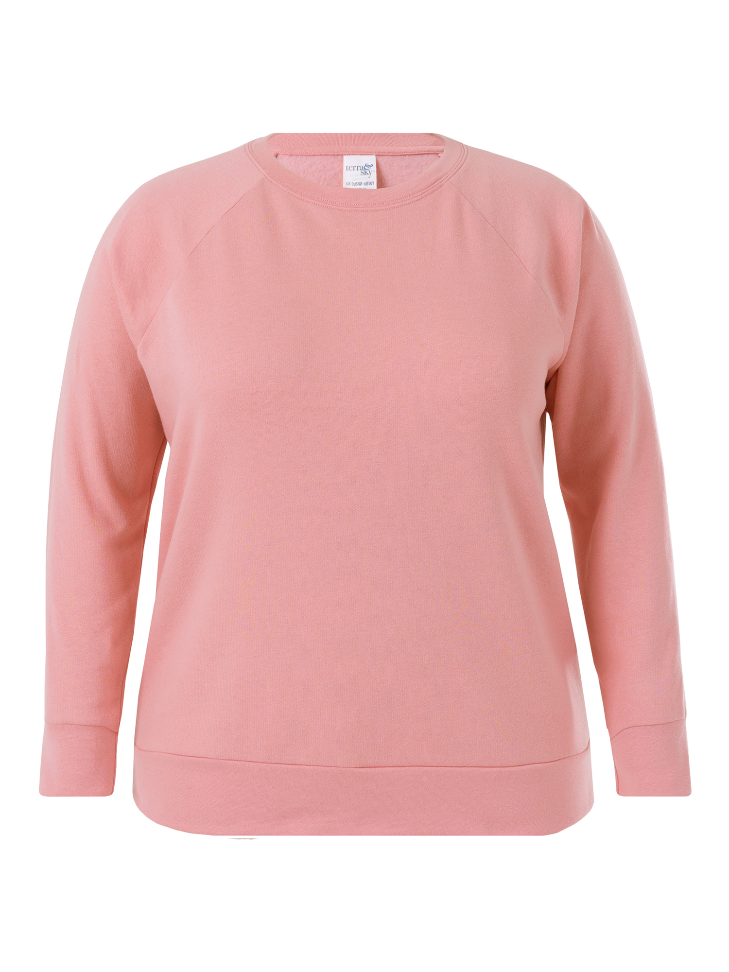 Terra & Sky Women's Plus Size Cotton Blend Fleece Sweatshirt, 2-Pack