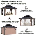 thumbnail image 6 of Howsvn 10 Ft x 12 Ft Outdoor Hardtop Gazebo Heavy Duty Pavilion with Aluminum Frame, Galvanized Steel Double Roof Gazebos with Netting and Curtains for Garden, Patio, Lawns, 6 of 8
