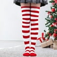 thumbnail image 3 of Calcetines A Rayas Cómodos Muslos Calcetines Altos Para Fiesta de Fiesta Blanco Rojo Sunnimix Calcetines de patrón de rayas, 3 of 7