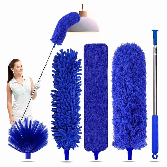 5-in-1 Kit Dusters for Cleaning,Duster with Extension Pole,Extendable Duster with 100 Inches,for Cleaning Ceiling Fans A