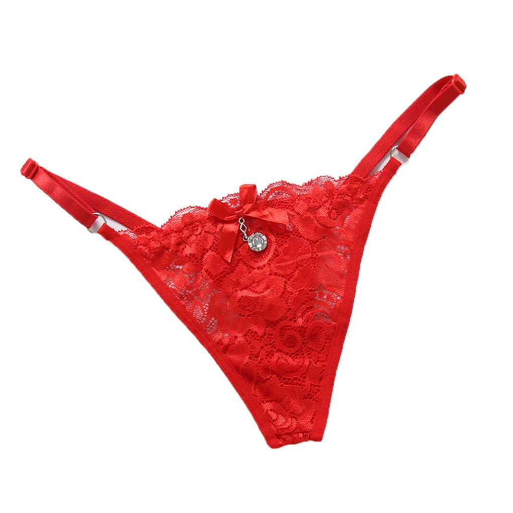 Worallymy GString Adjustable Lace Rhinestone Women Lingerie