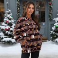 thumbnail image 2 of SCRAWLGOD Christmas Day Crewneck Fall Sweatshirts for Women Trendy Women's Long Sleeve Pullover Tops with Pockets Fashion for Daily Wear, Office, Gingerbread Man Santa Claus Elk Plaid Brown, S, 2 of 6