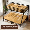 thumbnail image 4 of Miniyam Twin Over Full Metal Bunk Bed Frame with Ladder and Guardrails, Black, 4 of 8