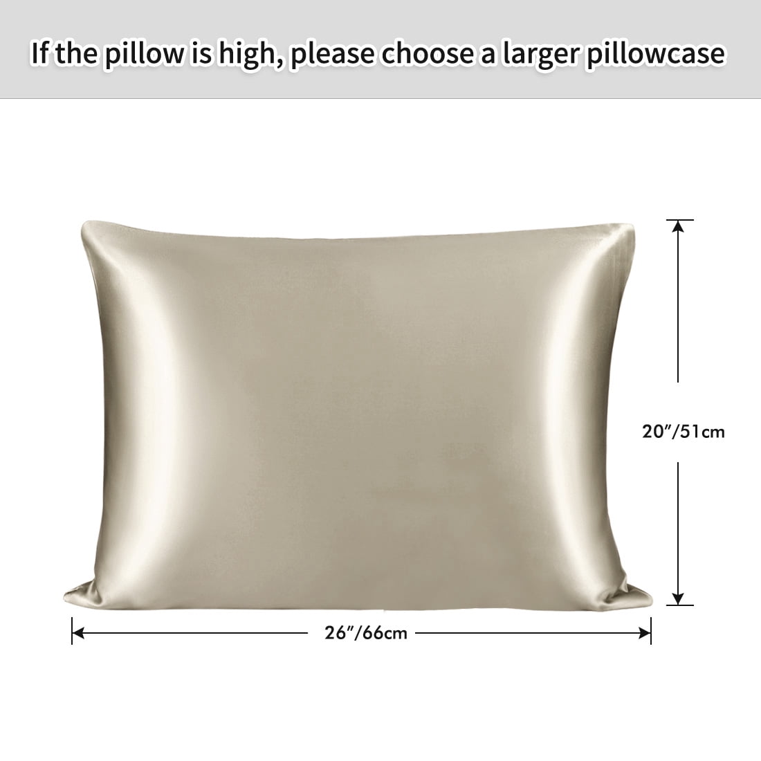 Unique Bargains 2-Pack 25 Momme Mulberry Silk Pillowcases, Standard, Taupe