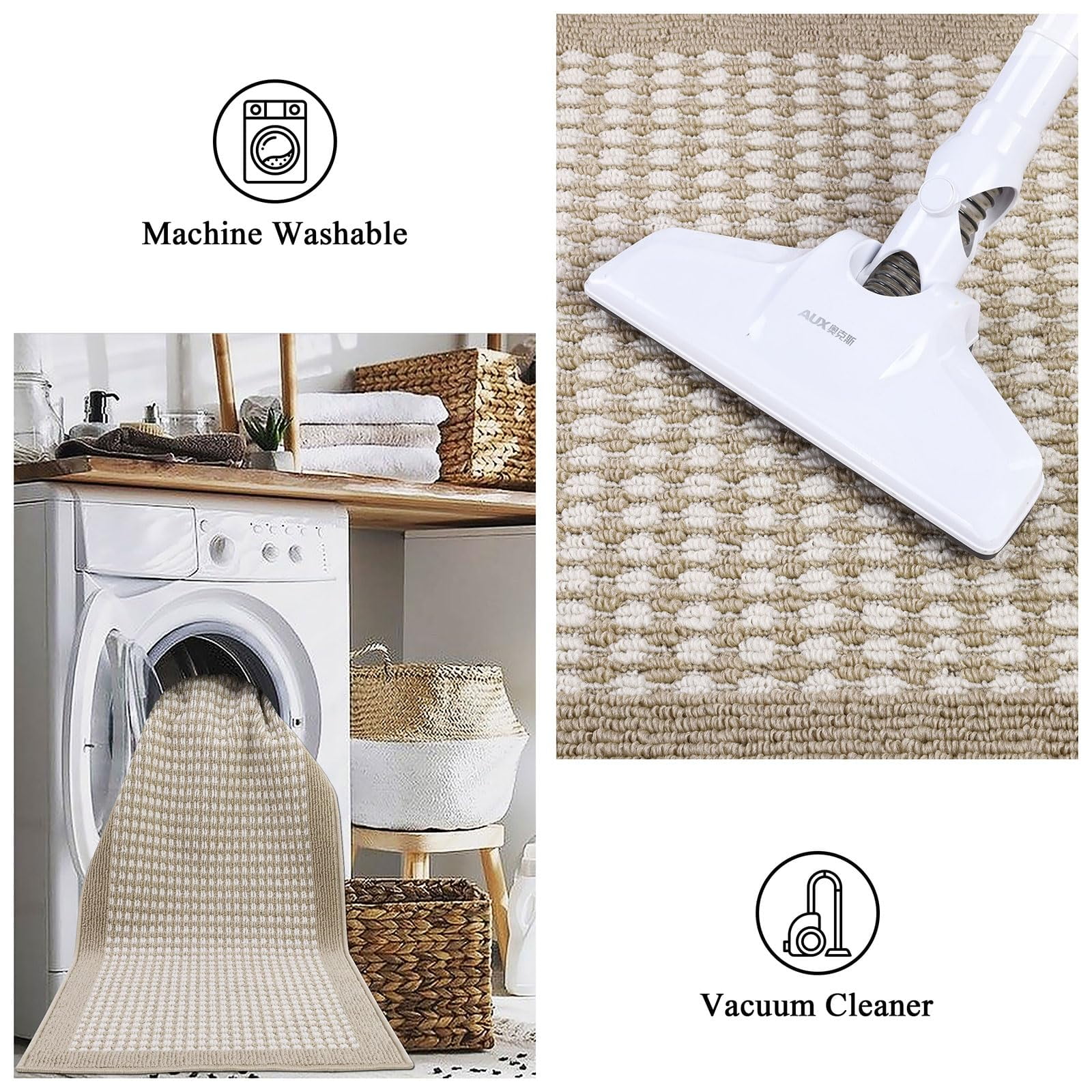 Findosom 2'x6' Hallway Runner Rug Non Slip Entryway Mat with Rubber Backing,Heavy-duty Durable Entryway Floor Mat Machine Washable Doormat,Laundry Runner Rug for Garage Kitchen,Beige