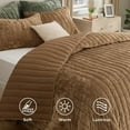 thumbnail image 4 of Velvet Quilt King Size Set - 108"x96" Lightweight Velvet Comforter King, Oversized Luxury Bedspread Coverlet, Ultra-Soft Winter Bedding Set with 2 Pillow Shams, Caramel Gold, 4 of 9
