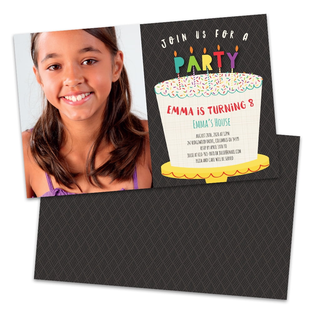 Personalized Party Cake Photo Kids Birthday Party Invitations Walmart