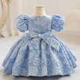 thumbnail image 4 of Vividxx Flower Girl Dresses For Baby Girls Party Dresses Infants Puff Sleeve Pageant Dress O-Neck With Bowknot Classic Sundress, 4 of 4