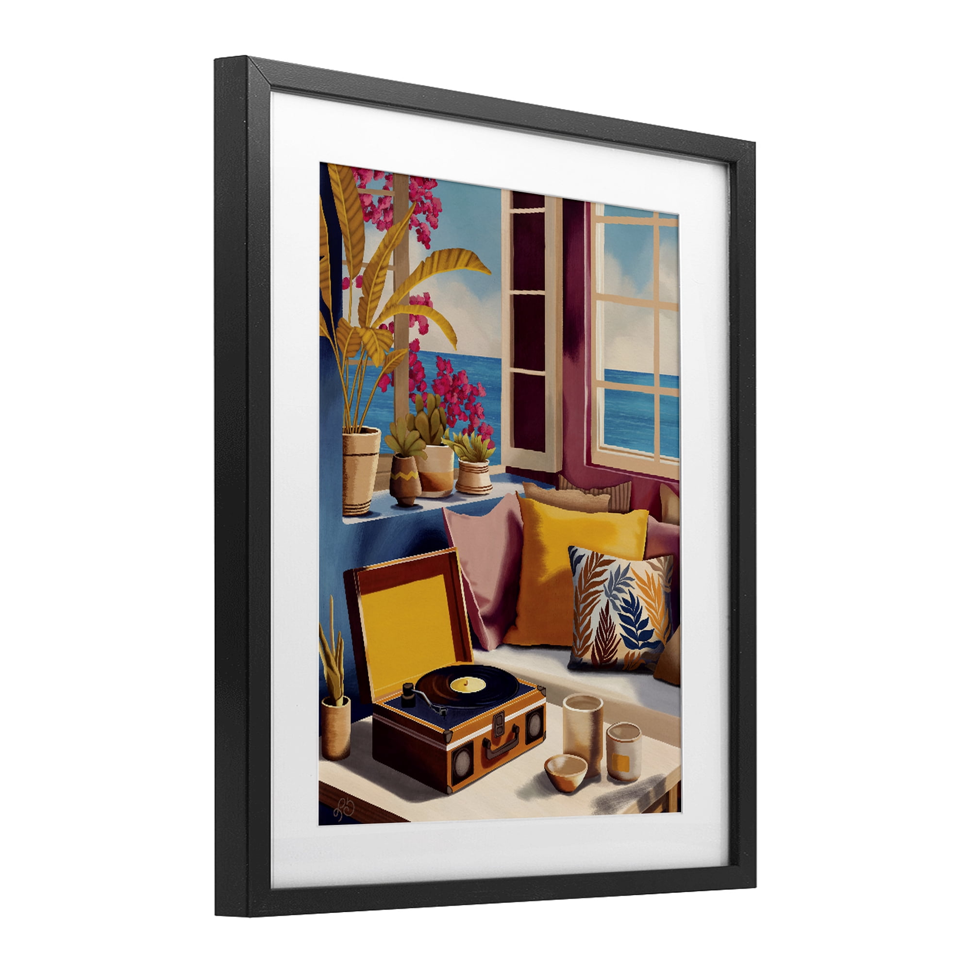 Stupell Industries Boho Vacation By The Sea Black Framed Print Under Glass, design by Lisa R Dumm