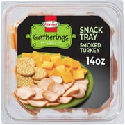HORMEL GATHERINGS, Smoked Turkey with Cheese and Crackers, Plastic Deli Snack Tray, Sliced, 14 oz