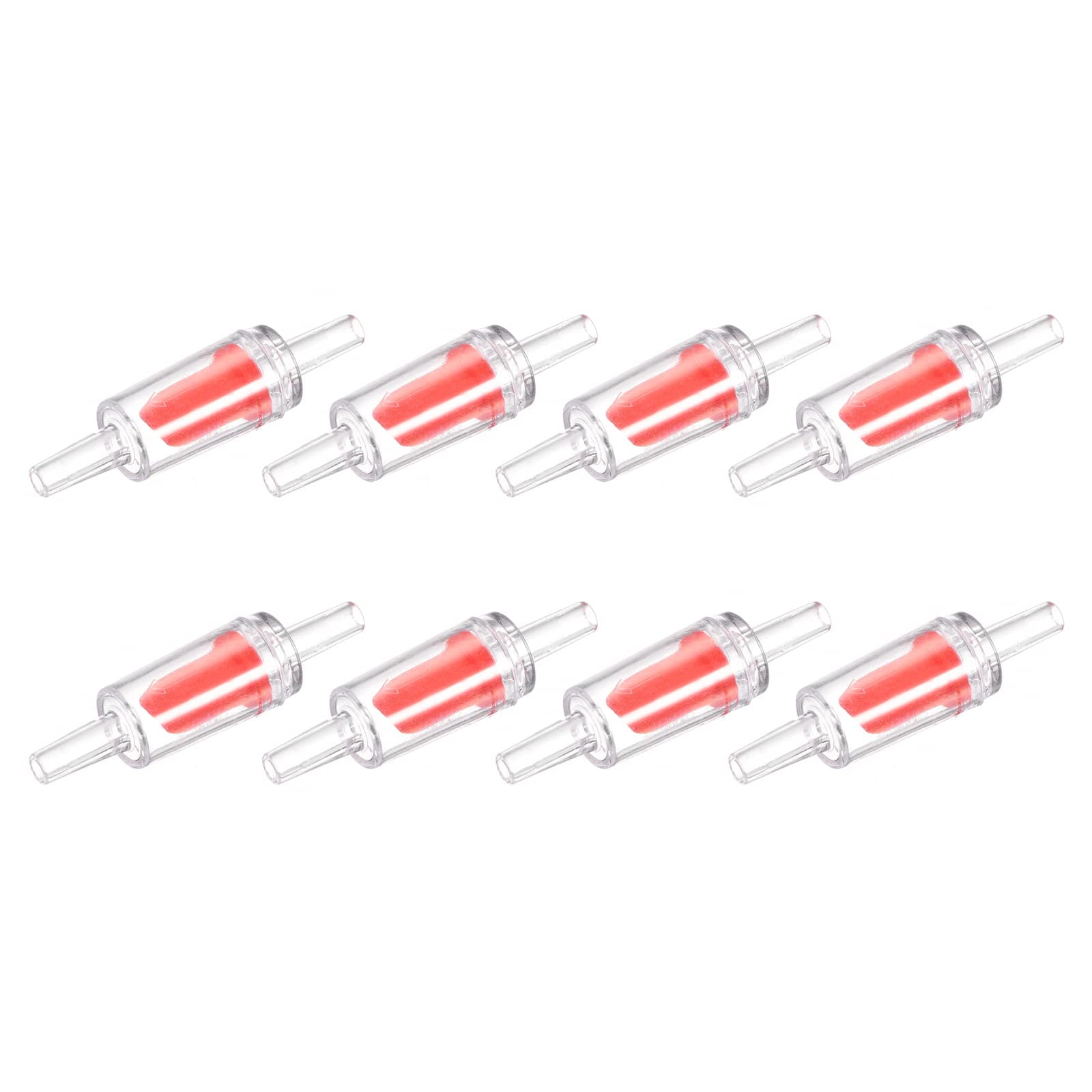uxcell 8Pcs Air Pump Check Valves, 5mm/0.2" Red Aquarium Air Valve Non