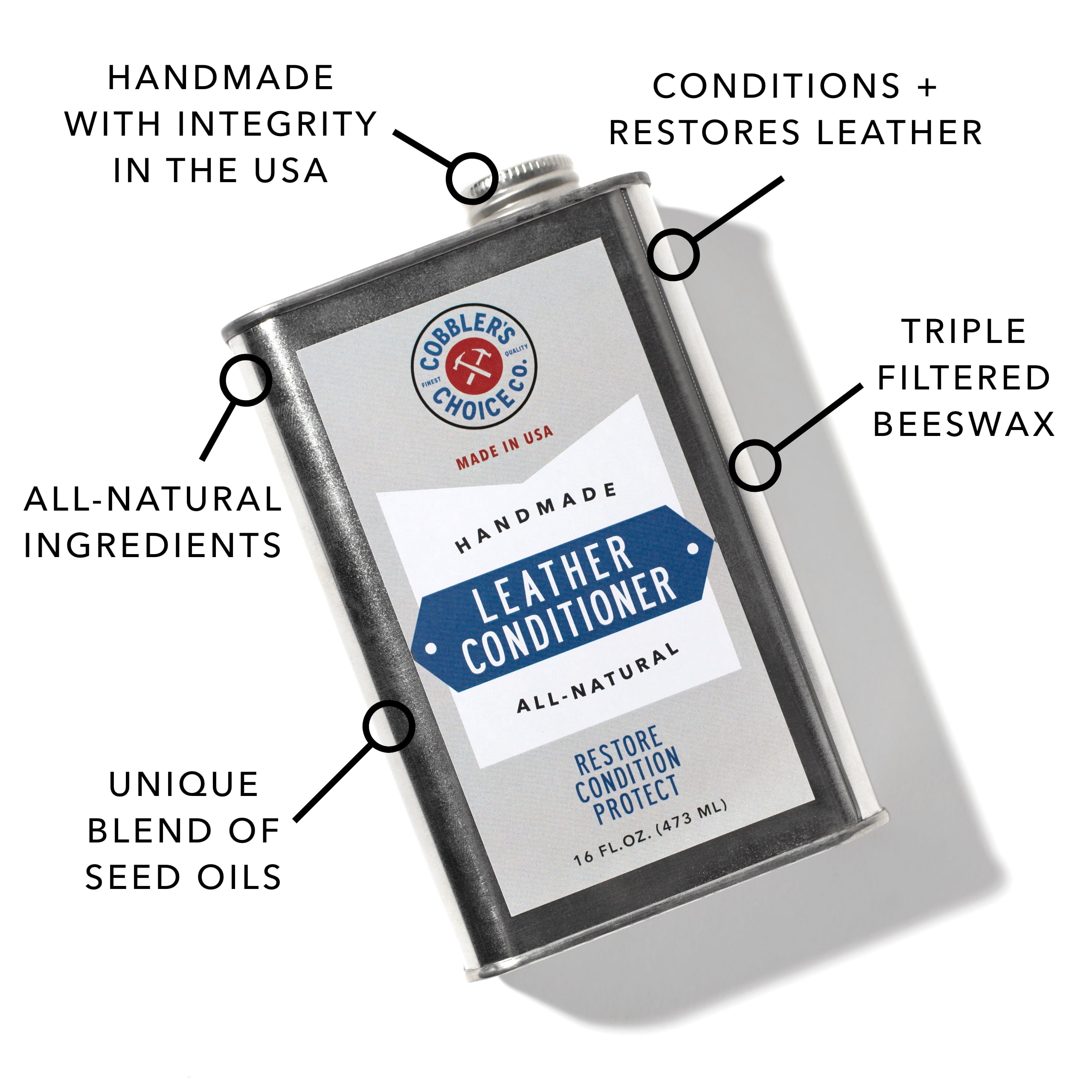 COBBLER'S CHOICE CO. FINEST QUALITY Leather Restorer Conditioner - 16oz (473 ML)