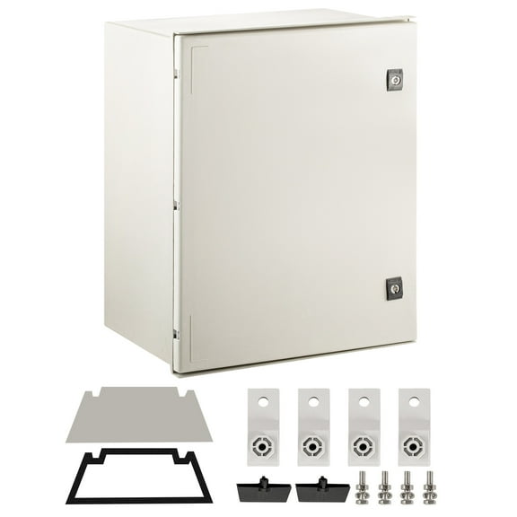 KFFKFF Fiberglass Enclosure 23.6 x 19.7 x 9.1" Electrical Enclosure Box NEMA 3X Electronics Enclosure Box IP65 Weatherproof Wall Mount Electrical Enclosure with Hinges and Quarter-turn Latches