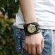 thumbnail image 4 of Correas de reloj con agujeros de piel sintética de estilo vintage, pulsera punk informal. Negro, 4 of 9
