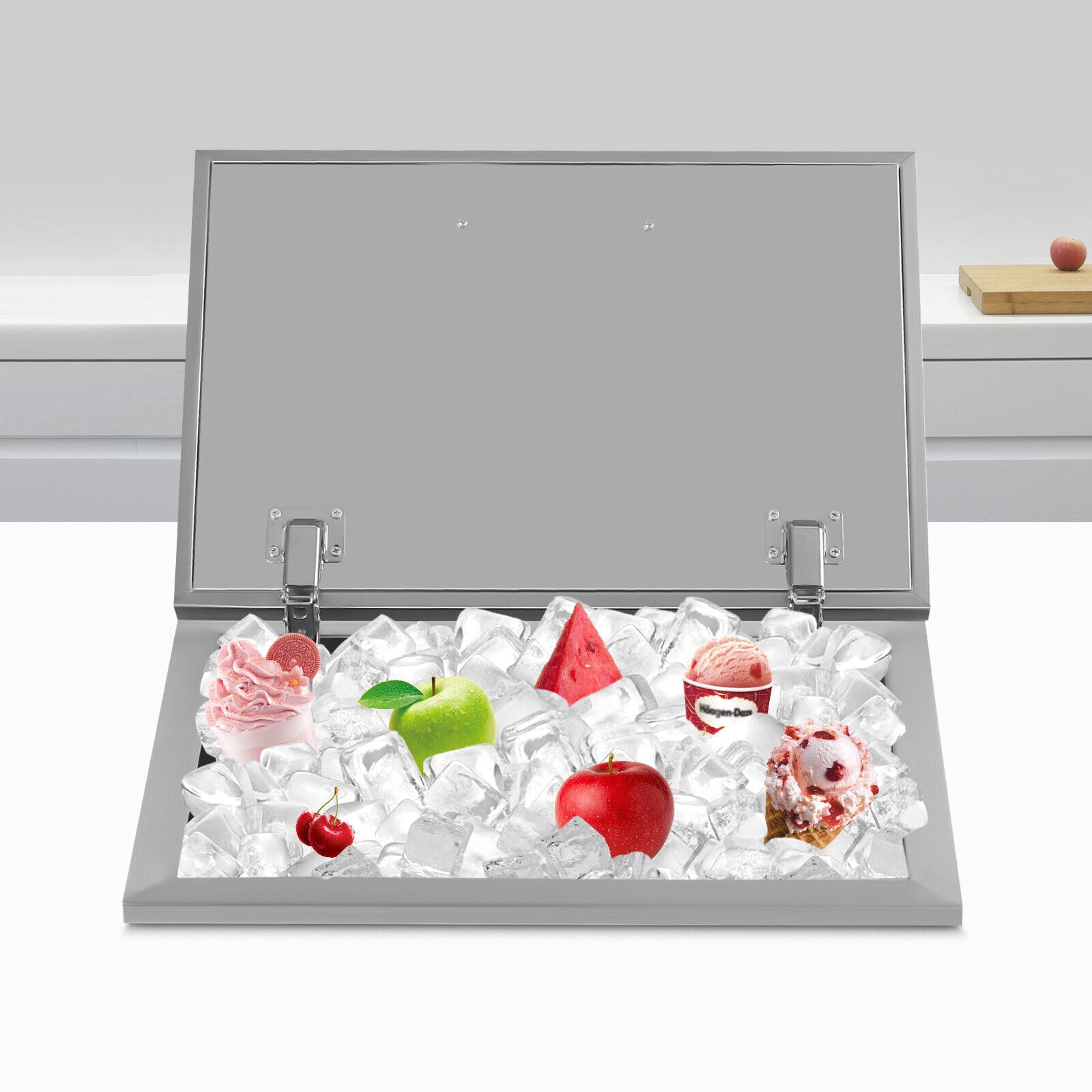 Drop in Ice Chest Stainless Steel Ice Cooler Outdoor Kitchen Bar Freestanding Ice Bin