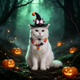 thumbnail image 5 of Halloween Pet Costume Set, Cute Witch Hat & Pumpkin Collar, Cloak & Bat Wings Dress-Up Accessories For Cats & Small Dogs Holiday Party, 5 of 6