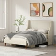 thumbnail image 2 of Queen Size Bed Frame, Platform Bed Frame with Upholstered Headboard, Modern Deluxe Wingback, Wood Slat Support, Mattress Foundation, 2 of 8